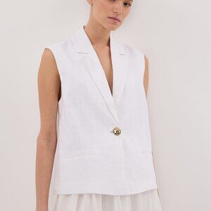 DISSH SELAH WHITE LINEN SLEEVELESS VEST
